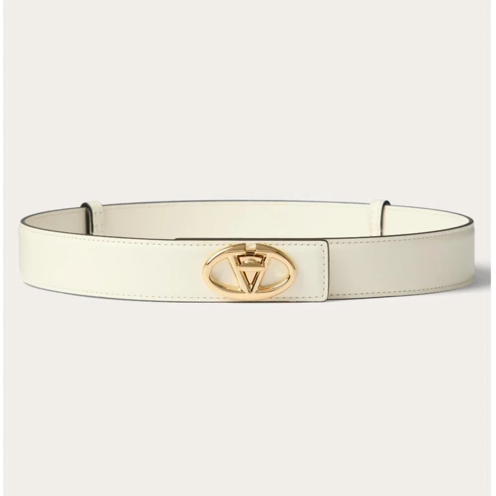 Valentino Garavani Belt VLOGO Locker Buckle Leather Ivory 90/36